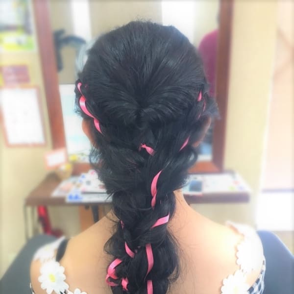  三つ編み　ロープ編みＭＩＸ　ランダム編み込みスタイル