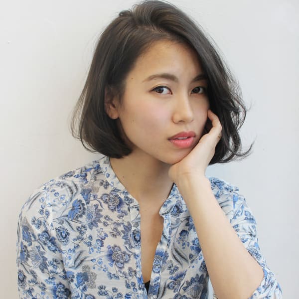 暗髪ニュアンスカールボブ　M４２