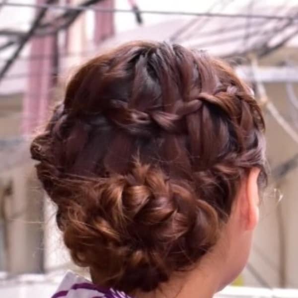 ヘレアレンジ（編み込み　お花風）
