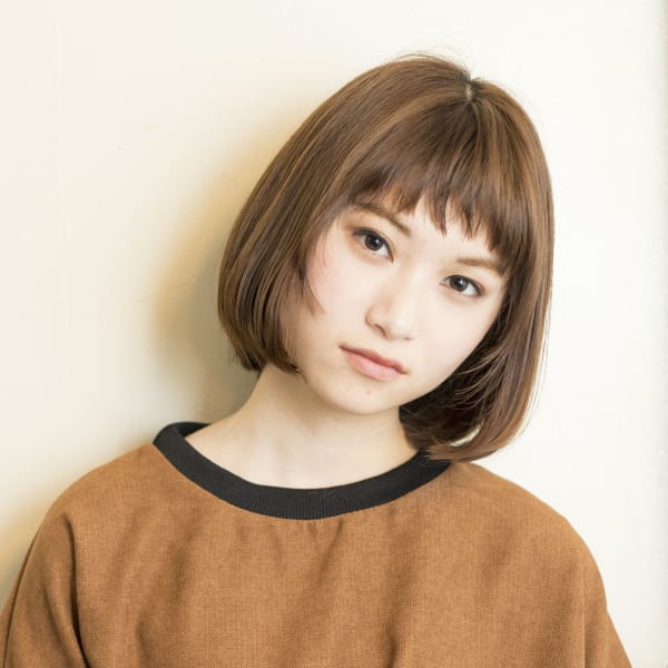 ショートバング×ワンカールボブ|ボブ専門/ Lucy Hair Design Works