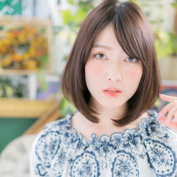 30代40代大人女性に◎斜めバングツヤ髪前下がり小顔大人ボブ