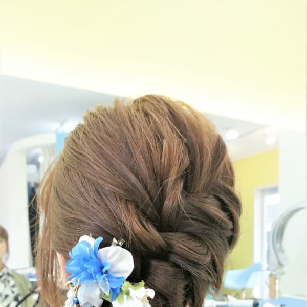 台湾のお客さま　ゆかた編み込みスタイル