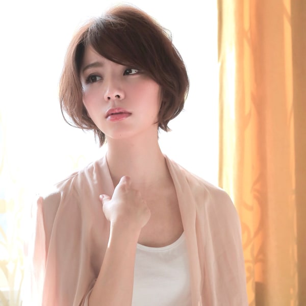 大人洗練 透明感 かわいい 小顔ショートボブひし形