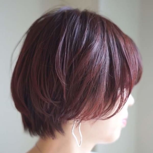 似合わせヘアカットにピンクバイオレット