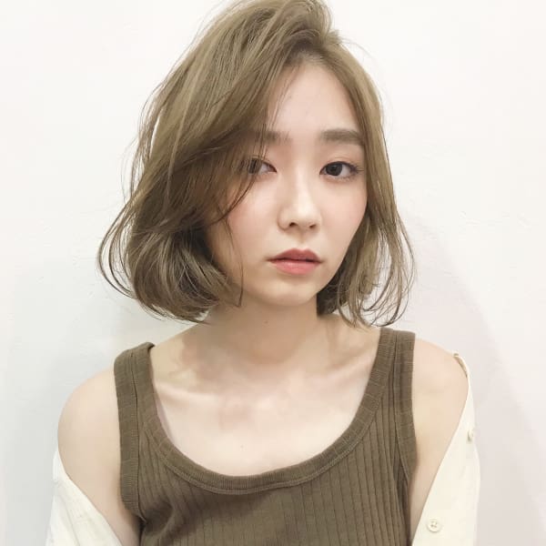 切りっぱなし長めバングのハンサムボブ【k127】