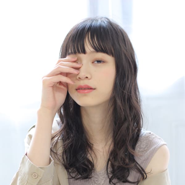 【似合わせカット】暗髪ぱっつん 重め セミロング