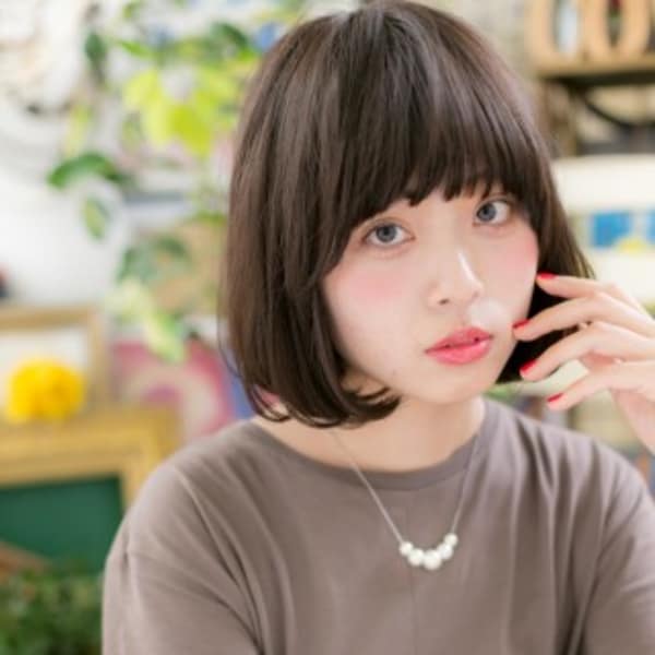 耳かけが◎シンプルワンカール大人ボブ