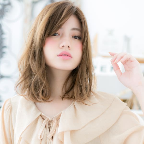 アシンメトリーくせ毛風セミディ