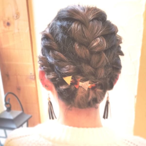 【お呼ばれ☆ヘアアレンジ】編み込みまとめ