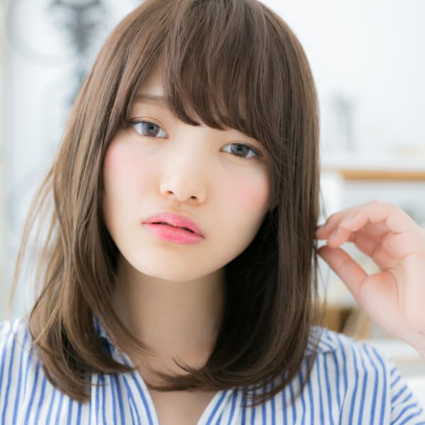 ナチュかわ♪斜めバングの黒髪風ワンカール