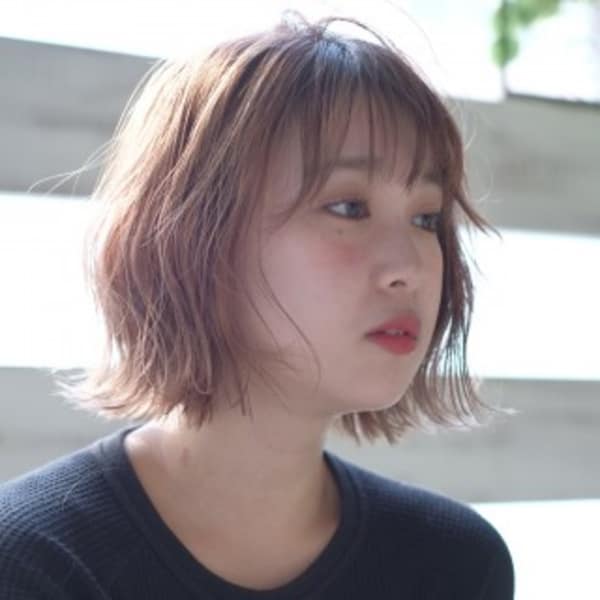 切りっぱなしボブ×ゆるウェーブ|Hair & Make Seek 八王子店
