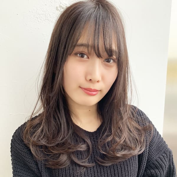 大人暗髪ワンカール シースルー抜け感バングM229