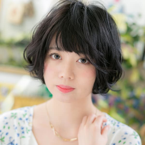 黒髪*ダークトーンのくせ毛風ふんわりパーマ