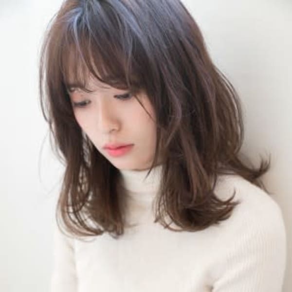 透明感パープルブラウンセミディ