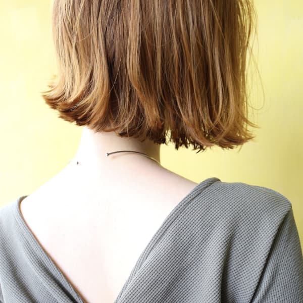 切りっぱなしボブ オレンジカラー