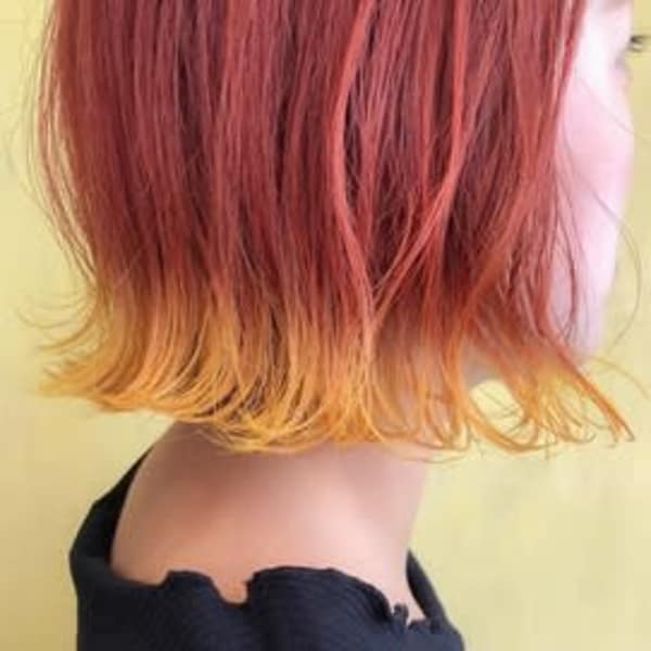 オレンジ×イエロー　オリジナリティー裾カラー|potato 中野