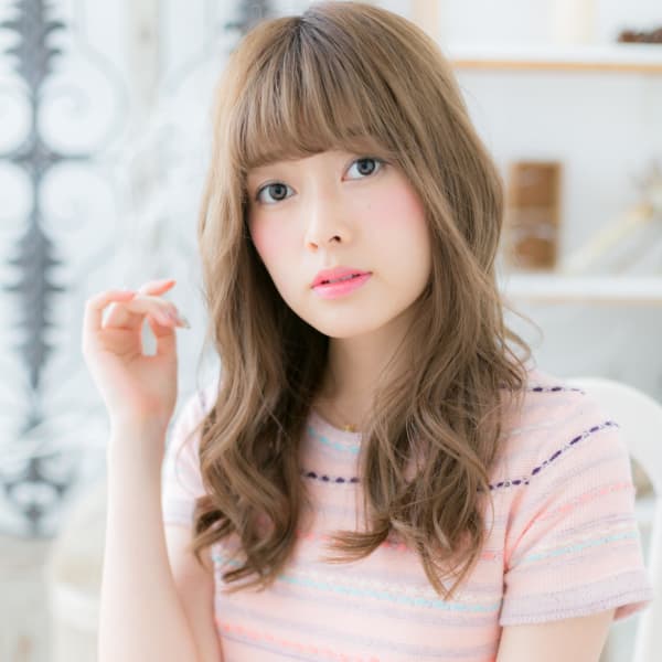 斜めバングでモテ系♪くせ毛風ウェーブ シフォンウェーブ