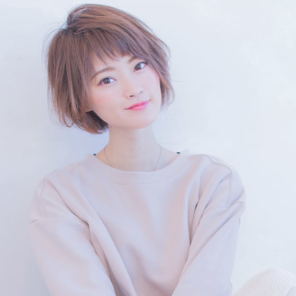 ひし形簡単スタイリング流しバングショート AKI-415