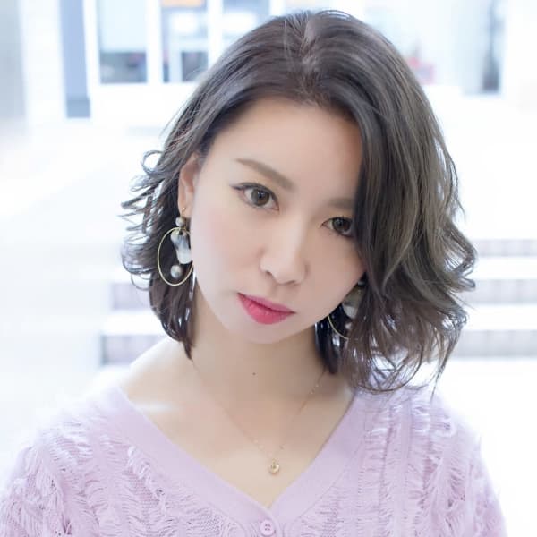 かき分けバング デジタルパーマ