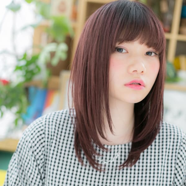 ボルドーが大人かわいい☆小顔セミディ モテロング