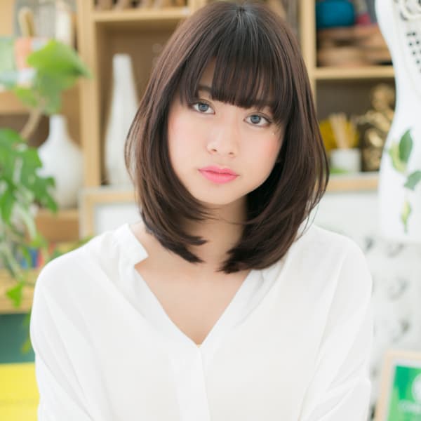 好感♪黒髪・小顔ワンカール　フェミニンストレート