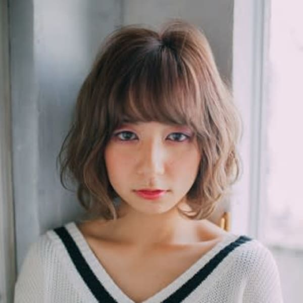 愛され波パーマボブ