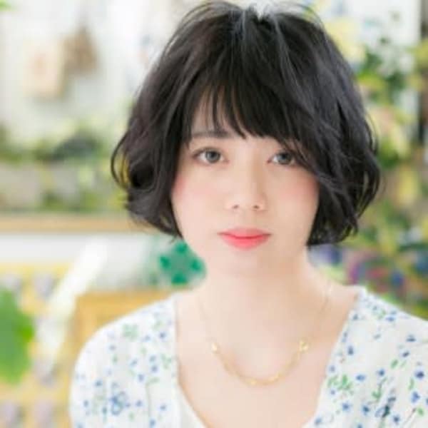 黒髪*ダークトーンのくせ毛風ふんわりパーマ