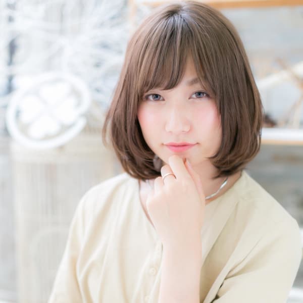 斜めバングが大人かわいい♪ナチュラルボブ　マシュマロボブ