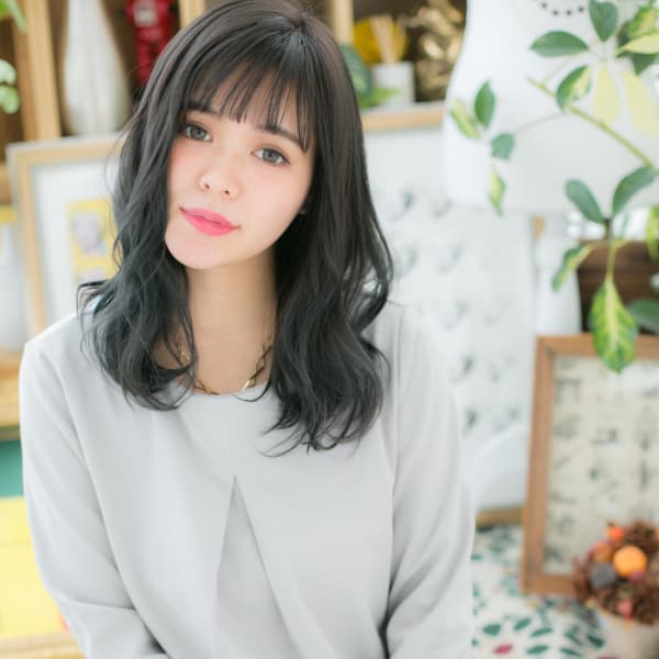 重軽MIX◎黒髪くせ毛風カール シフォンウェーブ