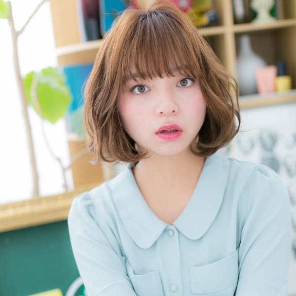 くせ毛風カールで作る★Aライン小顔ラフボブ　シフォンウェーブ