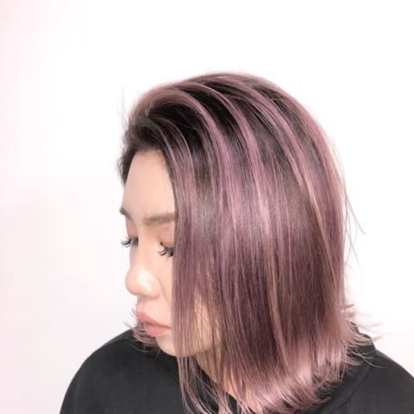 ピンクグラデーションボブ
