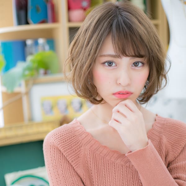 外国人風♪大人かわいい♪アシンメトリーボブ ふわふわボブ