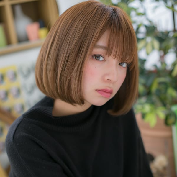 横顔美人♪外国人風カラー前下がりボブ　マシュマロボブ