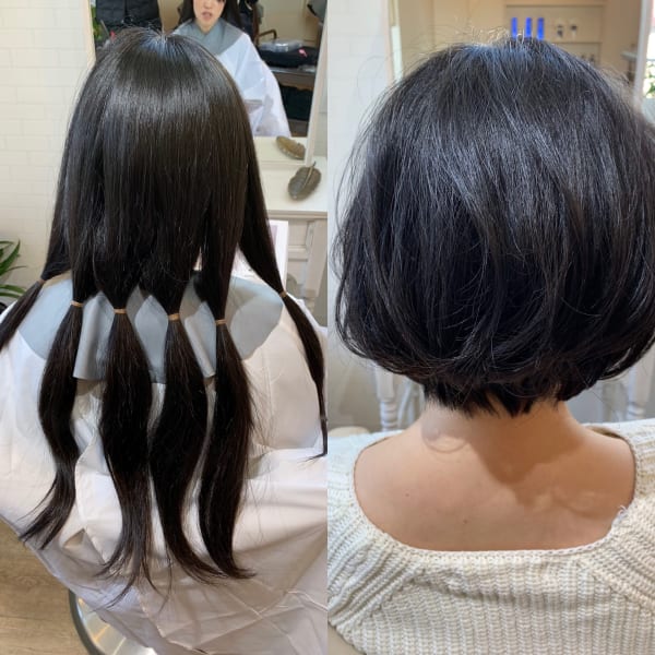 小顔効果のショートボブ✂