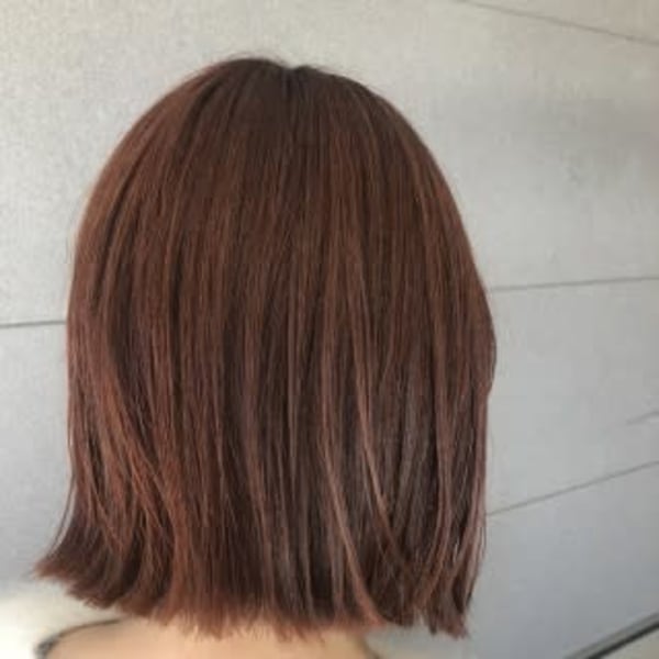 切りっぱなしボブ×オレンジカラー