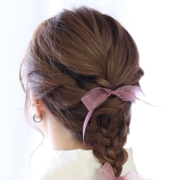 袴アレンジ☆ミディアムヘア編みおろし