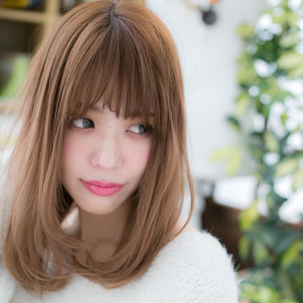 3Dカラー＆斜めバングで♪しっとりワンカール　ふんわりロング