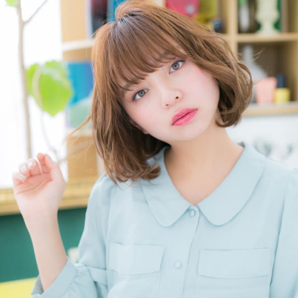 くせ毛風カールで作る★Aライン小顔ラフボブ　シフォンウェーブ