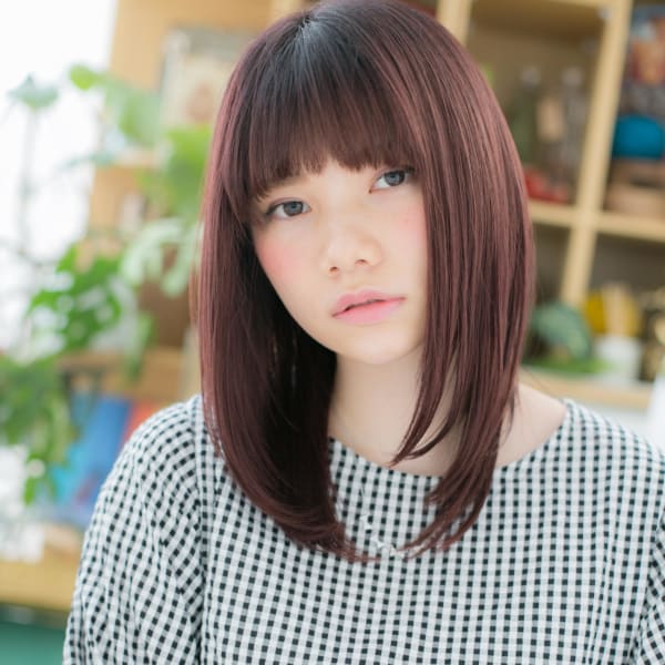 ボルドーが大人かわいい☆小顔セミディ ガーリーロング