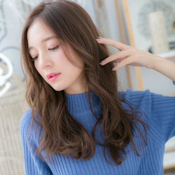 アシンメトリーで小顔★フェザーロング シフォンウェーブ