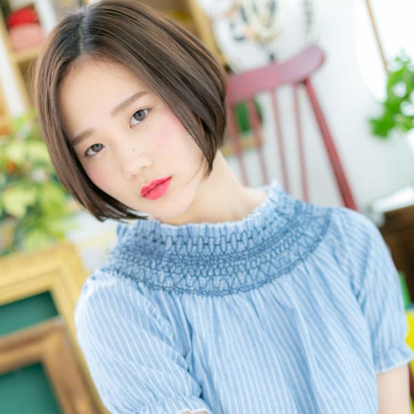 キリっと透明感☆前下がりの黒髪大人ボブ スマートボブ