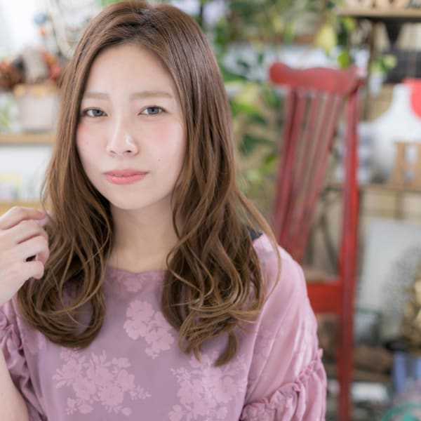 アシンメトリーくせ毛風エアリーセミディ リッチウェーブ