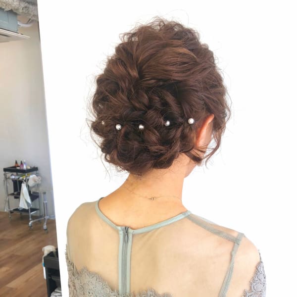 大人可愛い編み込み風アップ【N-183】