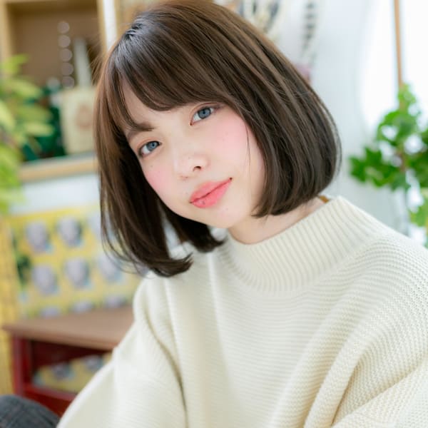 好感度大♪前下がり黒髪ナチュラルボブ キュートボブ