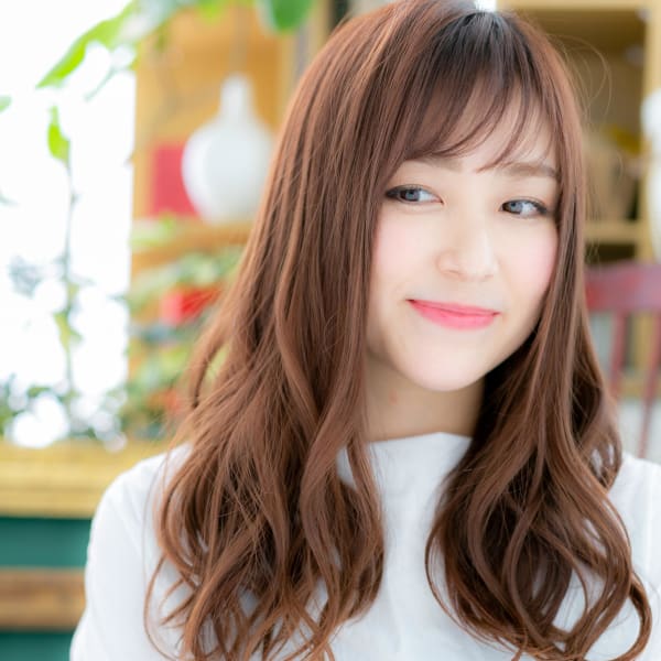 斜めバング&甘カラー♪ゆるウェーブラブロング モテロング