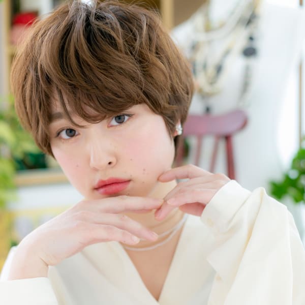 大人かわいい*くせ毛風小顔マッシュショート シフォンウェーブ