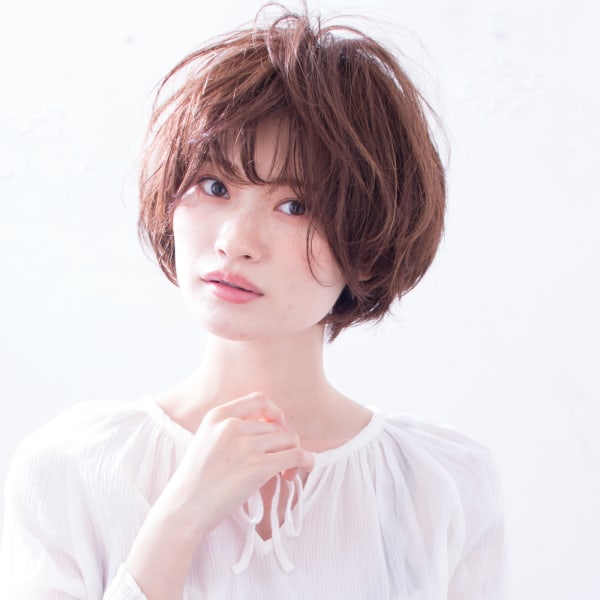 マッシュショートデジタルパーマ小顔スタイル　 AKI-473