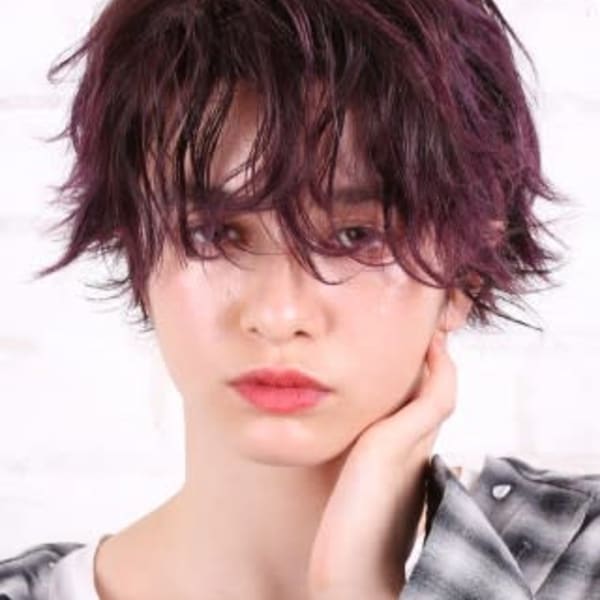 外国人風ラズベリーボルドーショート