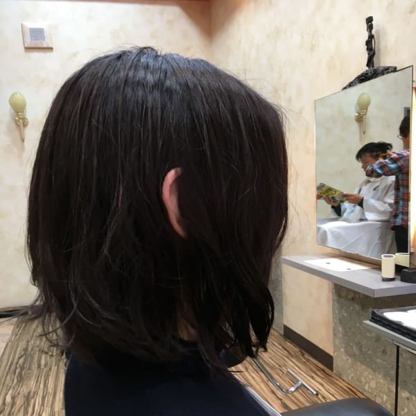 パーマ風前下りボブ