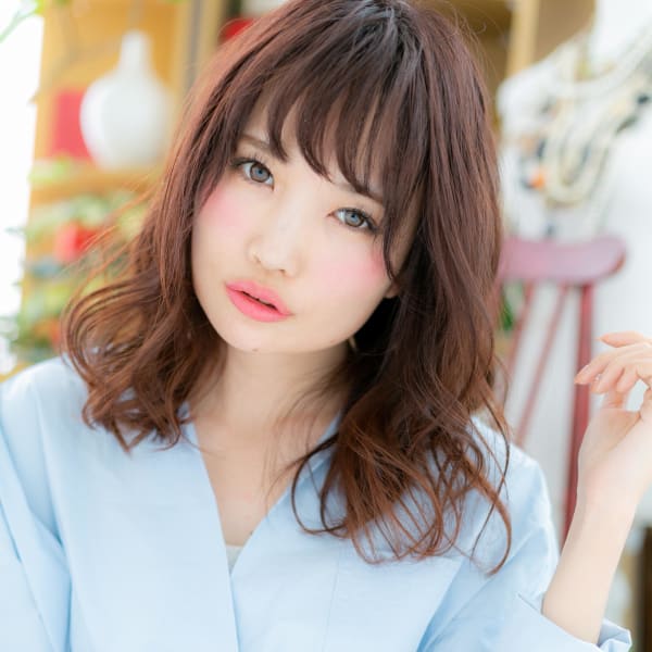 くせ毛風♪透け感カールのラブゆるふわミディ シフォンウェーブ